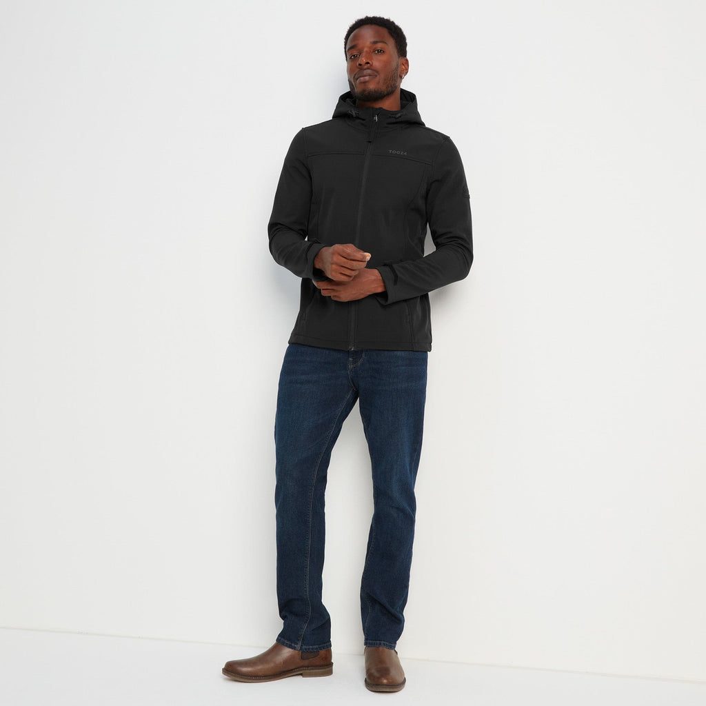 Feizor Mens Shower Resistant Softshell Hooded Jacket - Black