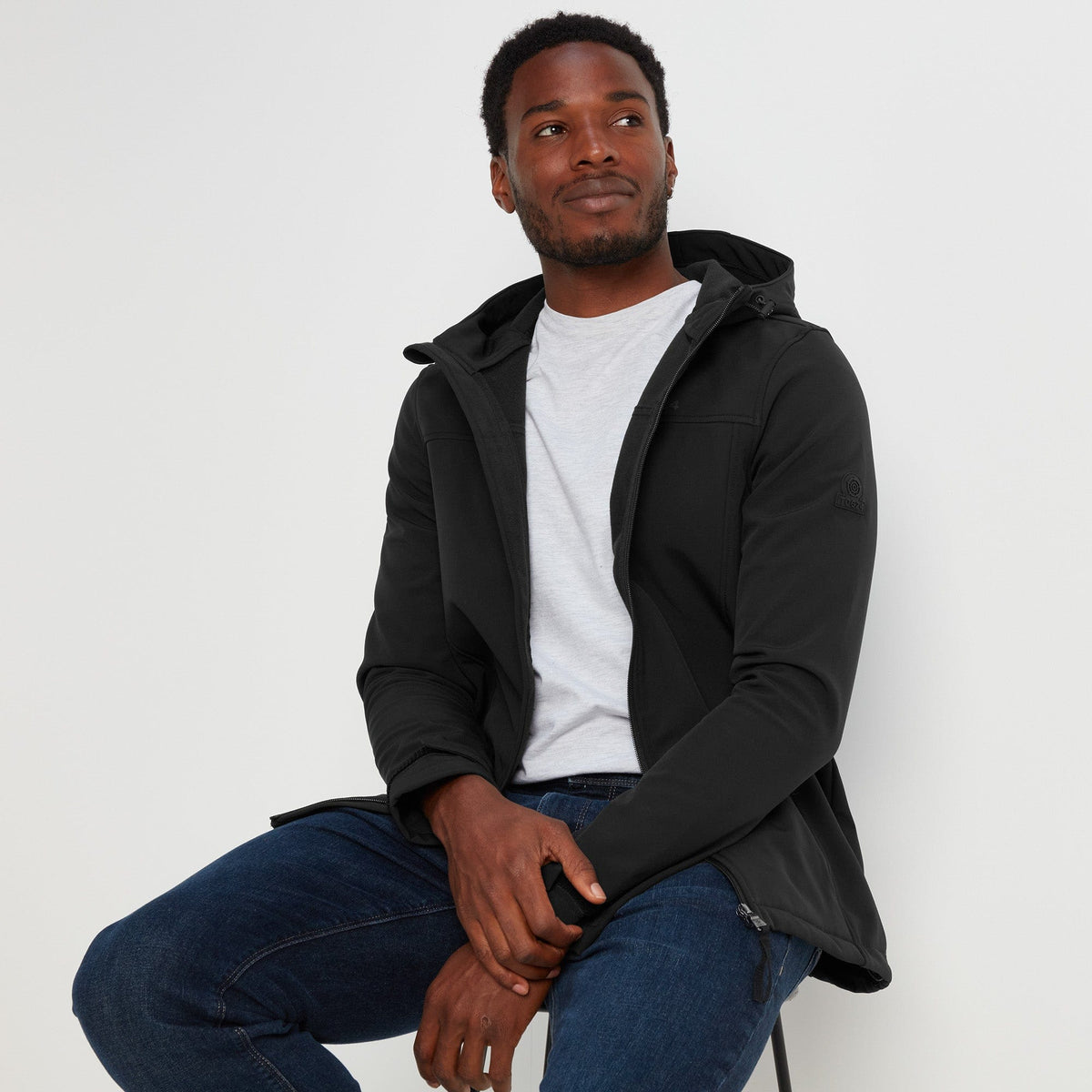 Feizor Mens Shower Resistant Softshell Hooded Jacket - Black