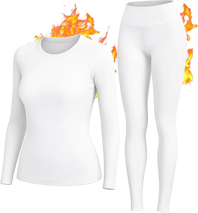 Thermal Underwear Women Long Johns Set Fleece Lined Warm Base Layer Long Sleeve for Weather Top Bottom Pajama