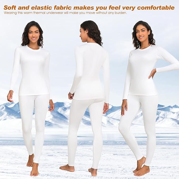 Thermal Underwear Women Long Johns Set Fleece Lined Warm Base Layer Long Sleeve for Weather Top Bottom Pajama