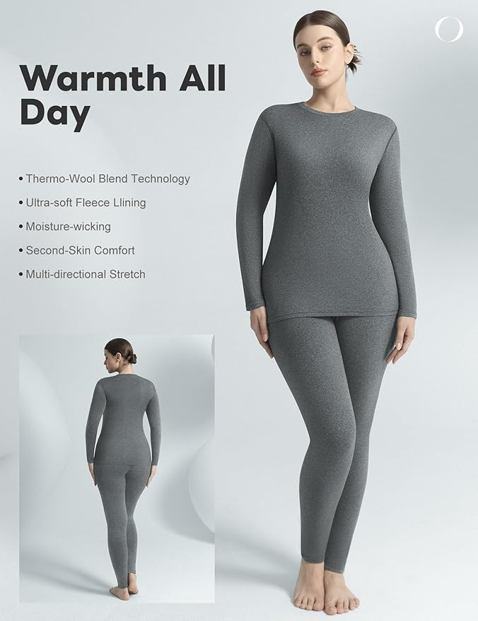 Thermal Underwear Set for Women Long Johns with Fleece Lined, Base Layer Women Cold Weather Top Bottom
