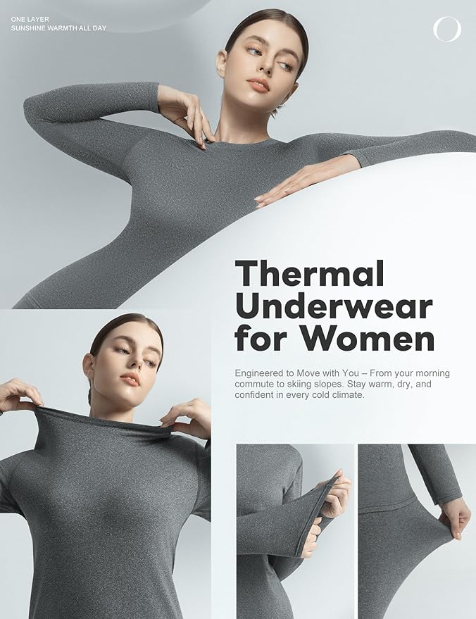 Thermal Underwear Set for Women Long Johns with Fleece Lined, Base Layer Women Cold Weather Top Bottom