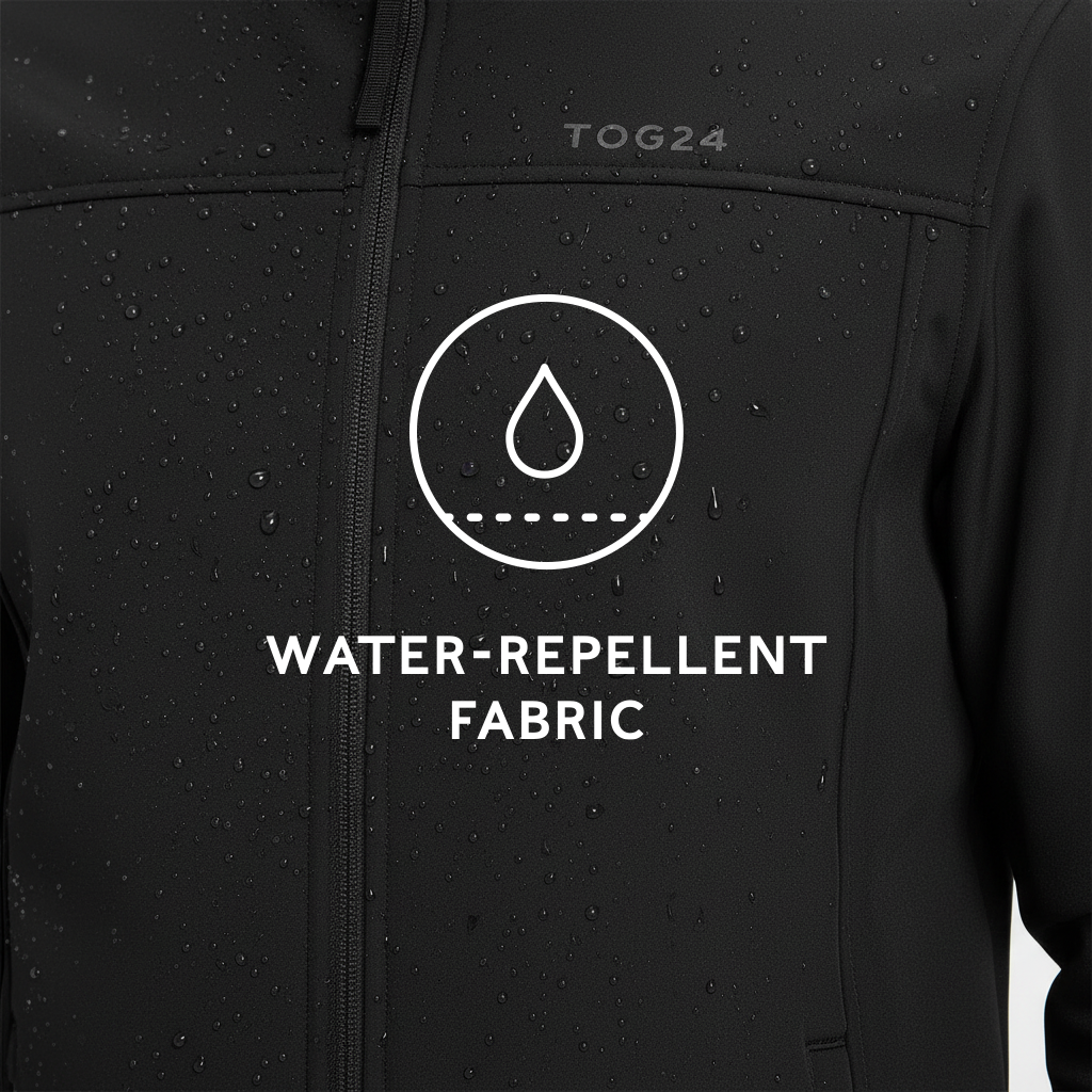 Feizor Mens Shower Resistant Softshell Hooded Jacket - Black