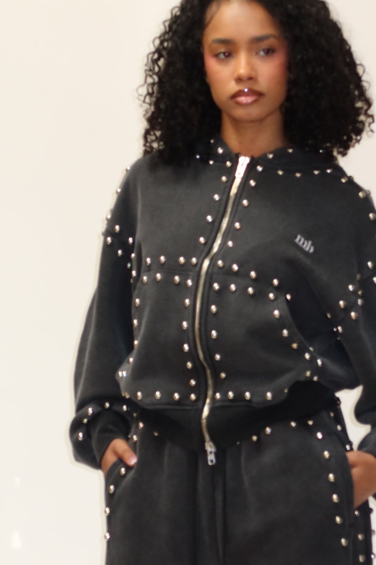 MARX STUDDED SWEAT JACKET -- BLACK