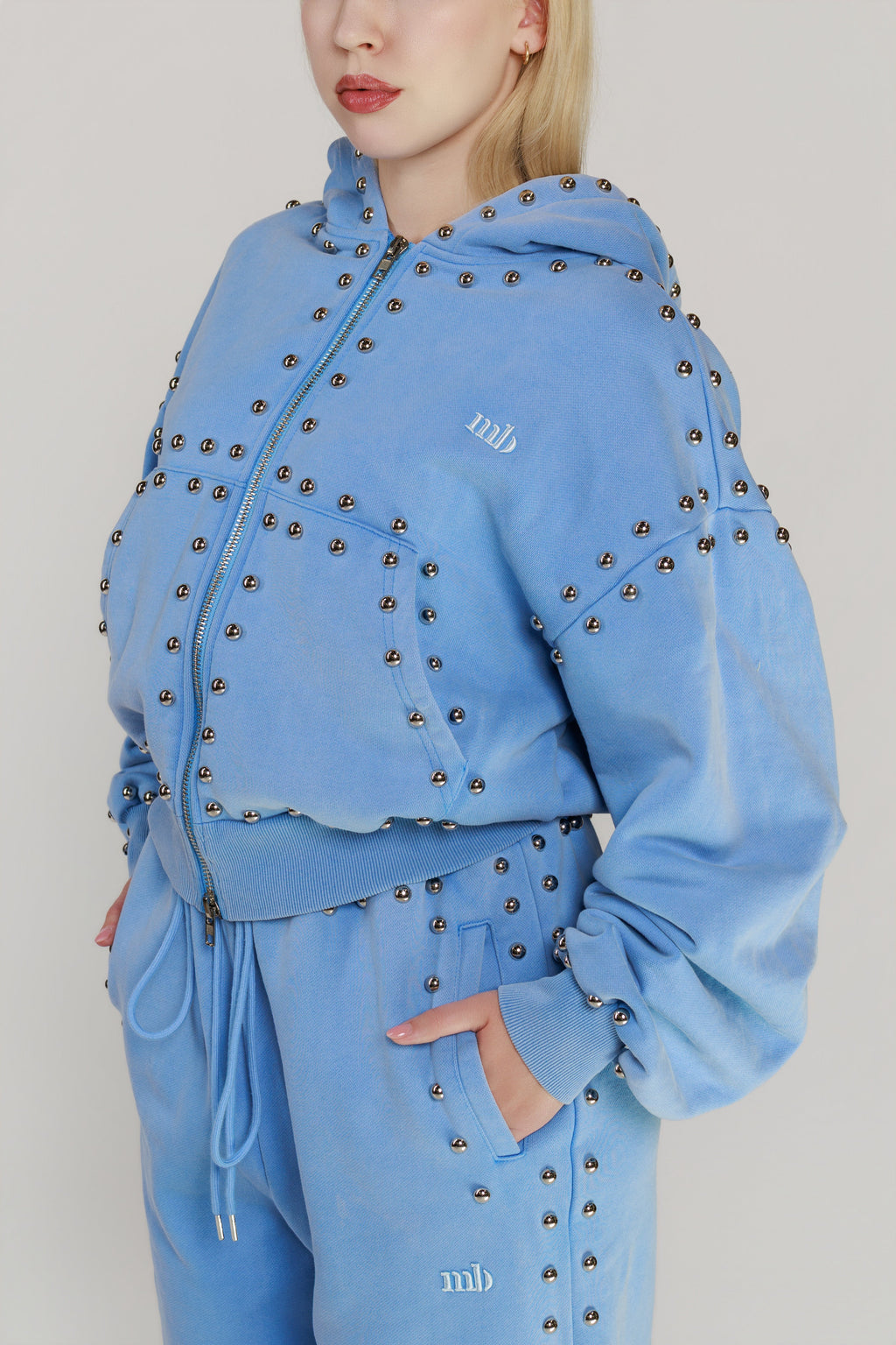 LIMITED EDITION -- MARX STUDDED SWEAT JACKET -- BLEU SKIE