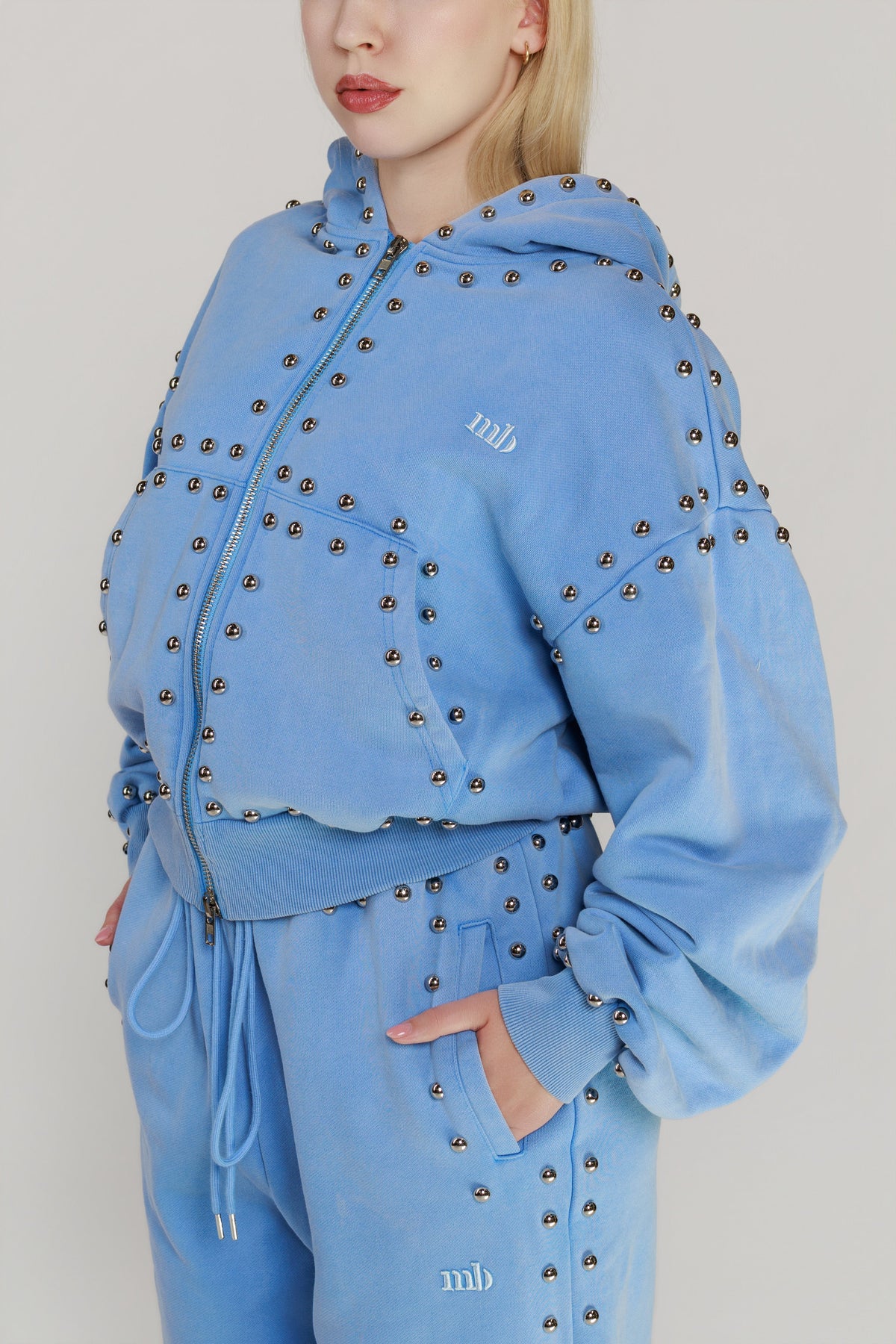 LIMITED EDITION -- MARX STUDDED SWEAT JACKET -- BLEU SKIE