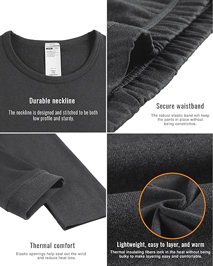 Lapasa Women's Cozy Fleece-Lined Thermal Base Layer Set – Top & Bottom | Stay Warm & Soft All Winter!