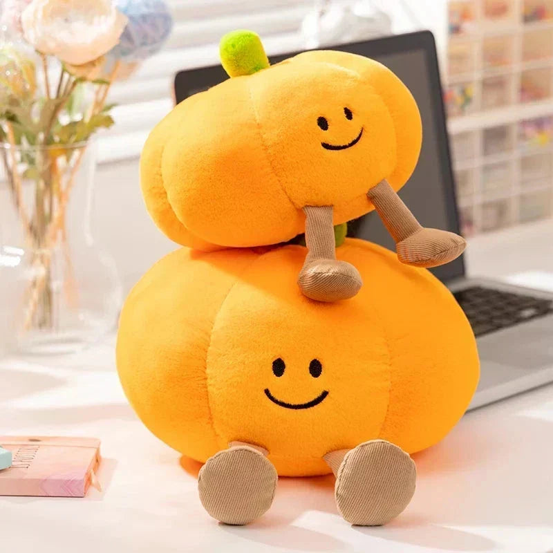 Adorable Smiling Pumpkin Ghost Plush for Halloween Fun!